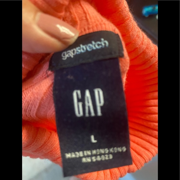 Gap Stretch Poor Boy Knit Salmon Turtleneck, L - Picture 3 of 4